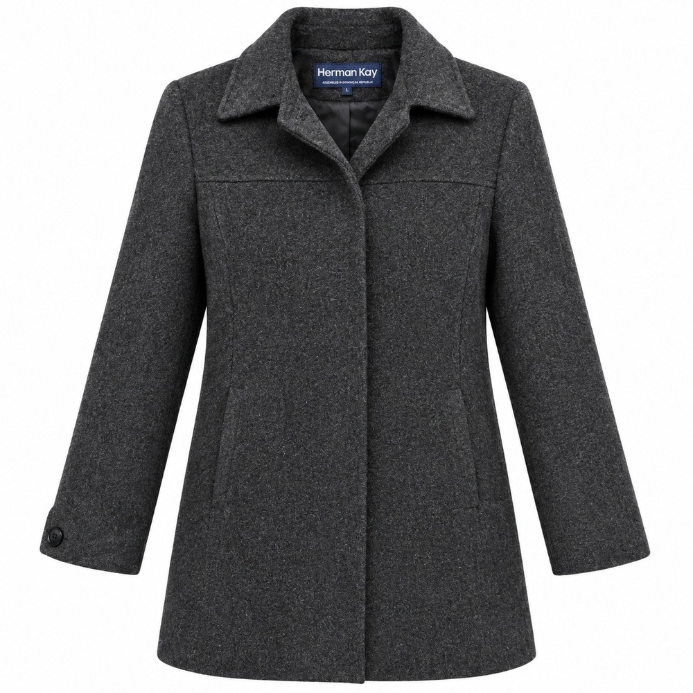 Herman Kay Dark Academia Wool Car Coat Women Small Quiet Luxury Minimalist